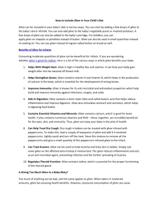 how to include ghee in your child s diet