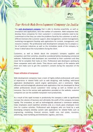 Top-Notch Web Development Company in India