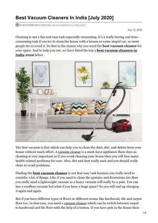 Best Vacuum Cleaners In India 2020