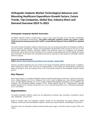 orthopedic implants market technological advances