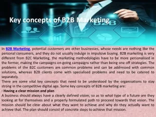 Key concepts of B2B Marketing