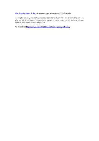 hire travel agency script tour operator software