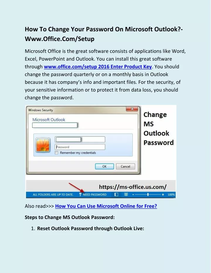 how to change your password on microsoft outlook
