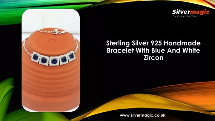 sterling silver 925 handmade bracelet with blue