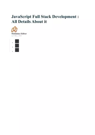 JavaScript Full Stack Development : All Details About it
