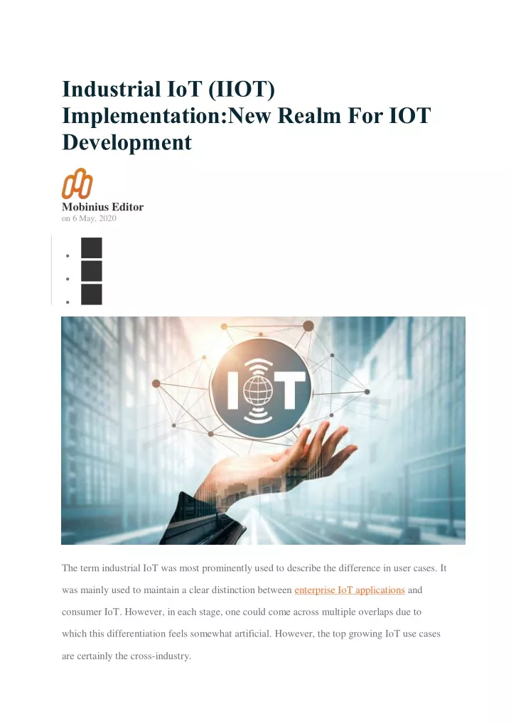 PPT - Industrial IoT (IIOT) Implementation:New Realm For IOT ...