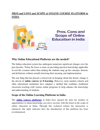 pros and cons and scope of online course platform