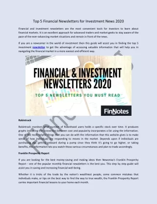 top 5 financial newsletters for investment news