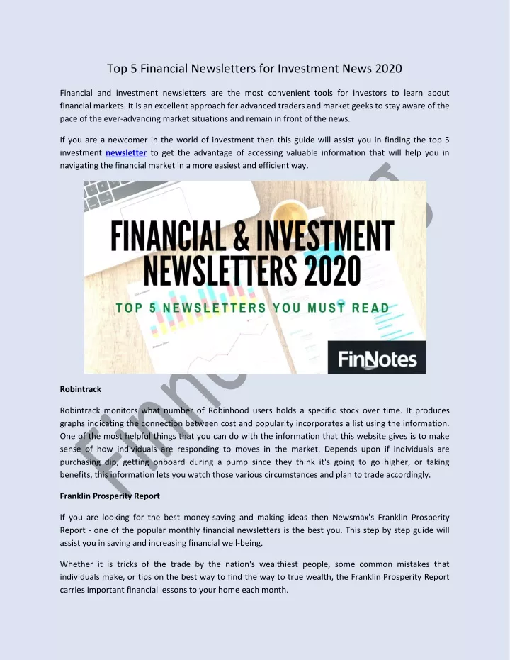 top 5 financial newsletters for investment news