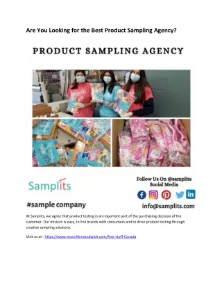 Are You Looking for the Best Product Sampling Agency?
