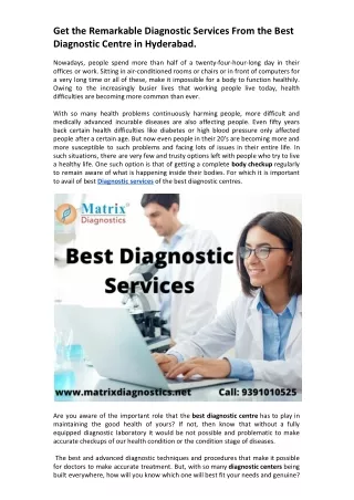 get the remarkable diagnostic services from