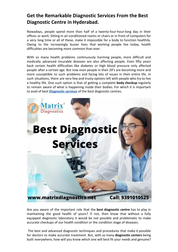 get the remarkable diagnostic services from