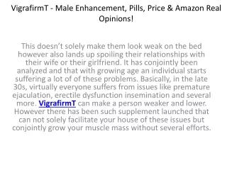VigrafirmT - Pills, Price, Ingredients & VigrafirmT Reviews!