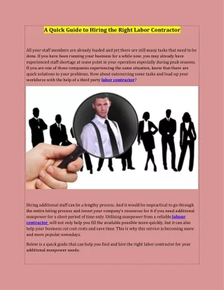a quick guide to hiring the right labor contractor