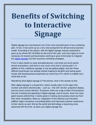 benefits of switching to interactive signage