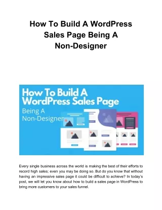 how to build a wordpress sales page being
