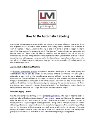 how to do automatic labeling