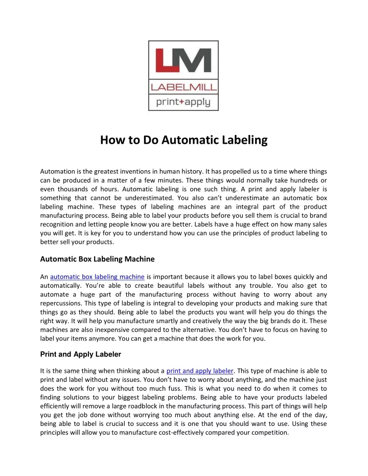 how to do automatic labeling