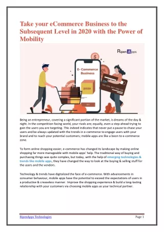 Take your eCommerce Business to the Subsequent Level in 2020 with the Power of Mobility