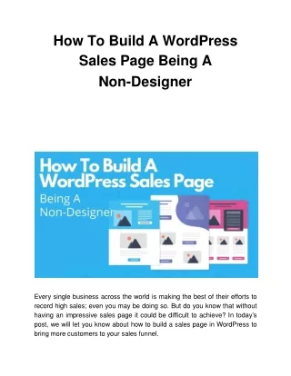 how to build a wordpress sales page being a non designer