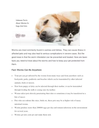 worms are most commonly found in canines