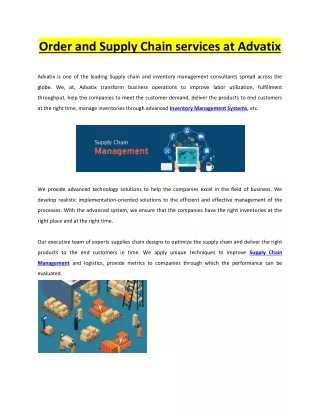 order and supply chain services at advatix