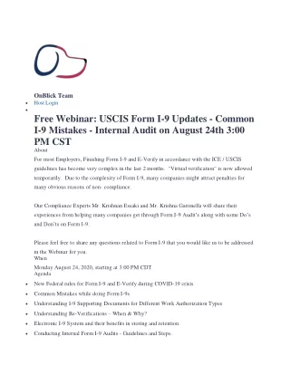 Free Webinar: USCIS Form I-9 Updates