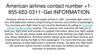 American airlines contact number  1-855-653-0311~Get INFORMATION