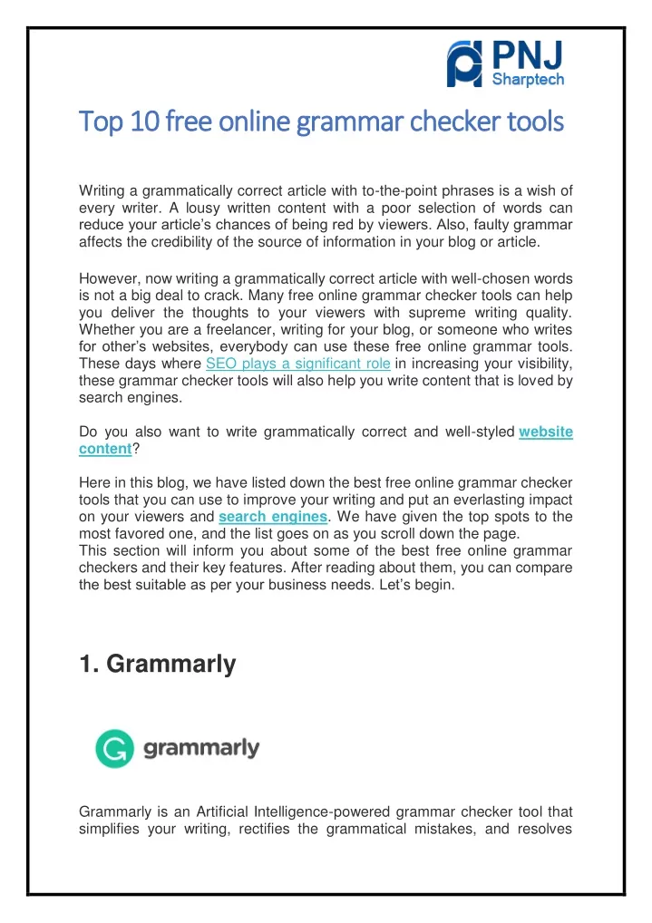 top 10 free online grammar checker tools