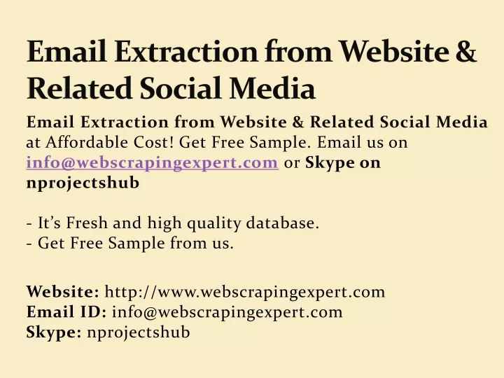 email extraction from website related social media