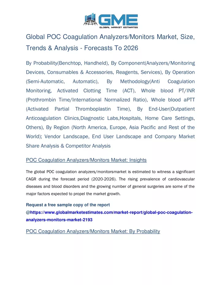 global poc coagulation analyzers monitors market