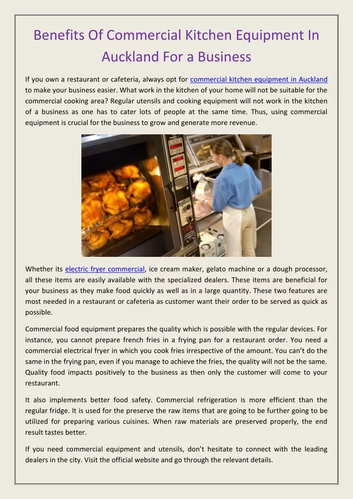benefits of commercial kitchen equipment