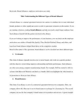 keywords brand alliances employee motivation case