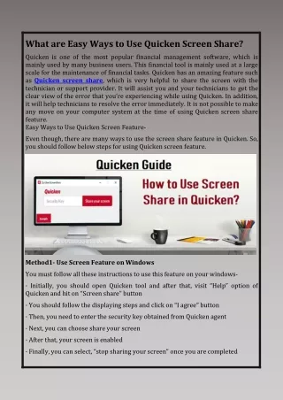 What are Easy Ways to Use Quicken Screen Share?