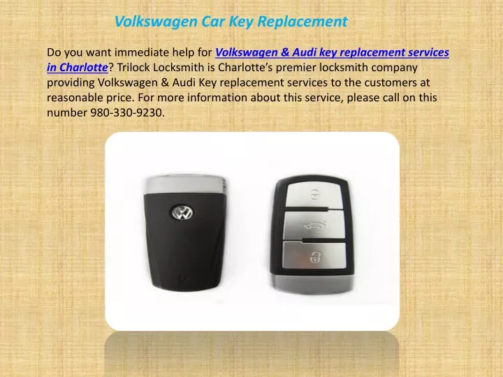 volkswagen car key replacement