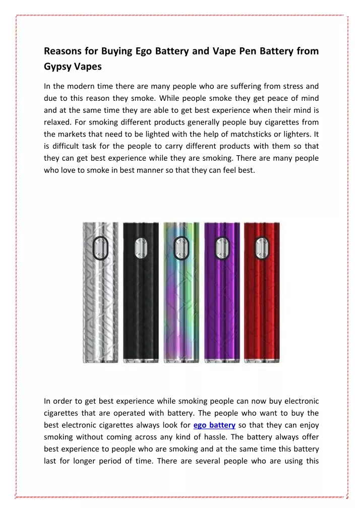 reasons for buying ego battery and vape