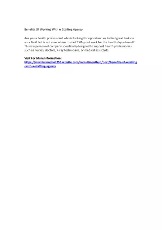 benefits of working with a staffing agency