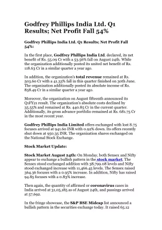 godfrey phillips india ltd q1 results net profit