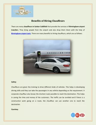 Benefits of Hiring Chauffeurs