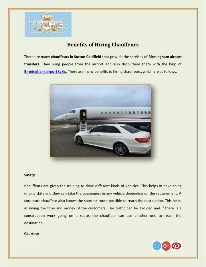 benefits of hiring chauffeurs