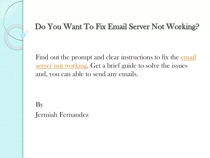 do you want to fix email server not working