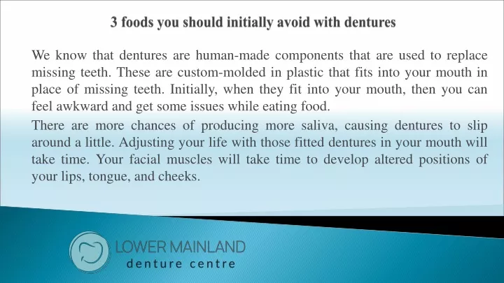 3 foods you should initially avoid with dentures