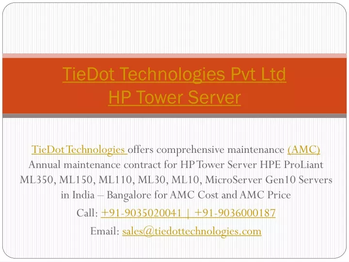 tiedot technologies pvt ltd hp tower server