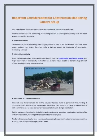 important considerations for construction