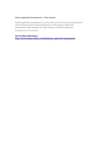 iphone application development it recruitment