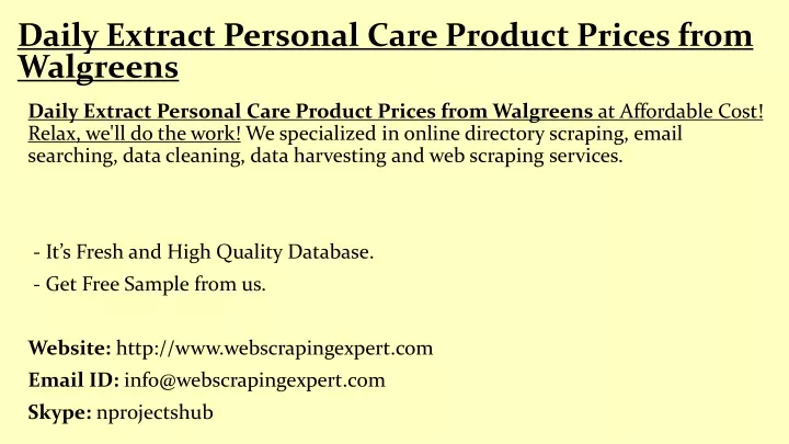 daily extract personal care product prices from walgreens