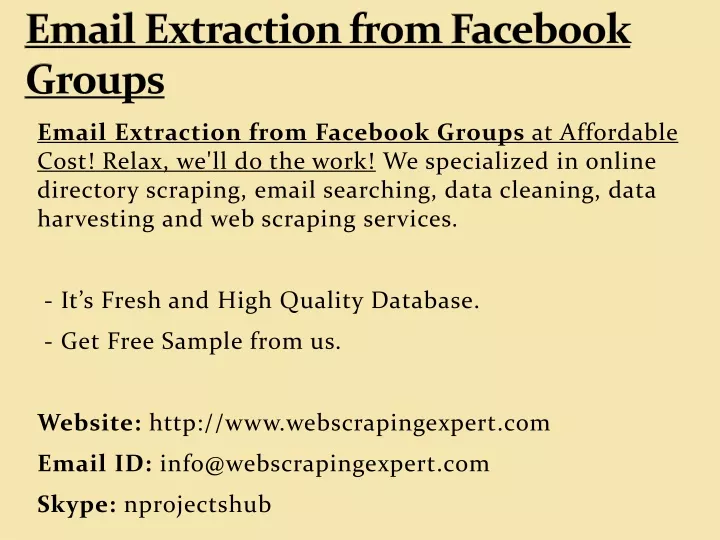email extraction from facebook groups