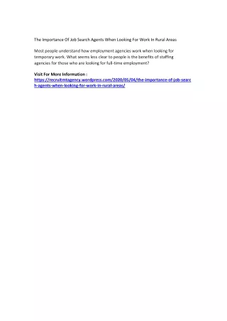 the importance of job search agents when looking