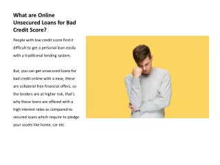 Online Unsecured Loans for Bad Credit Score
