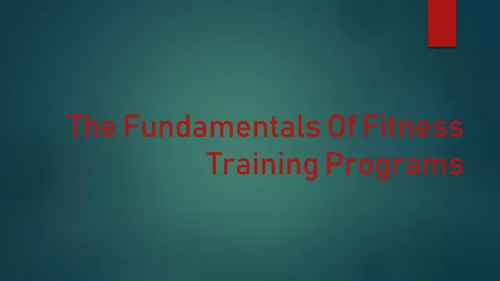 the fundamentals of fitness training programs